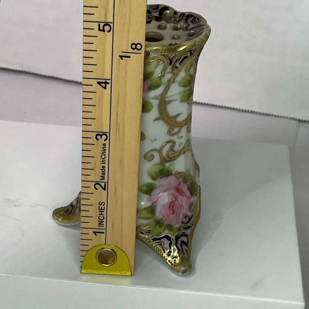 Antique Nippon hat pin holders. Hand painted gold gilding.